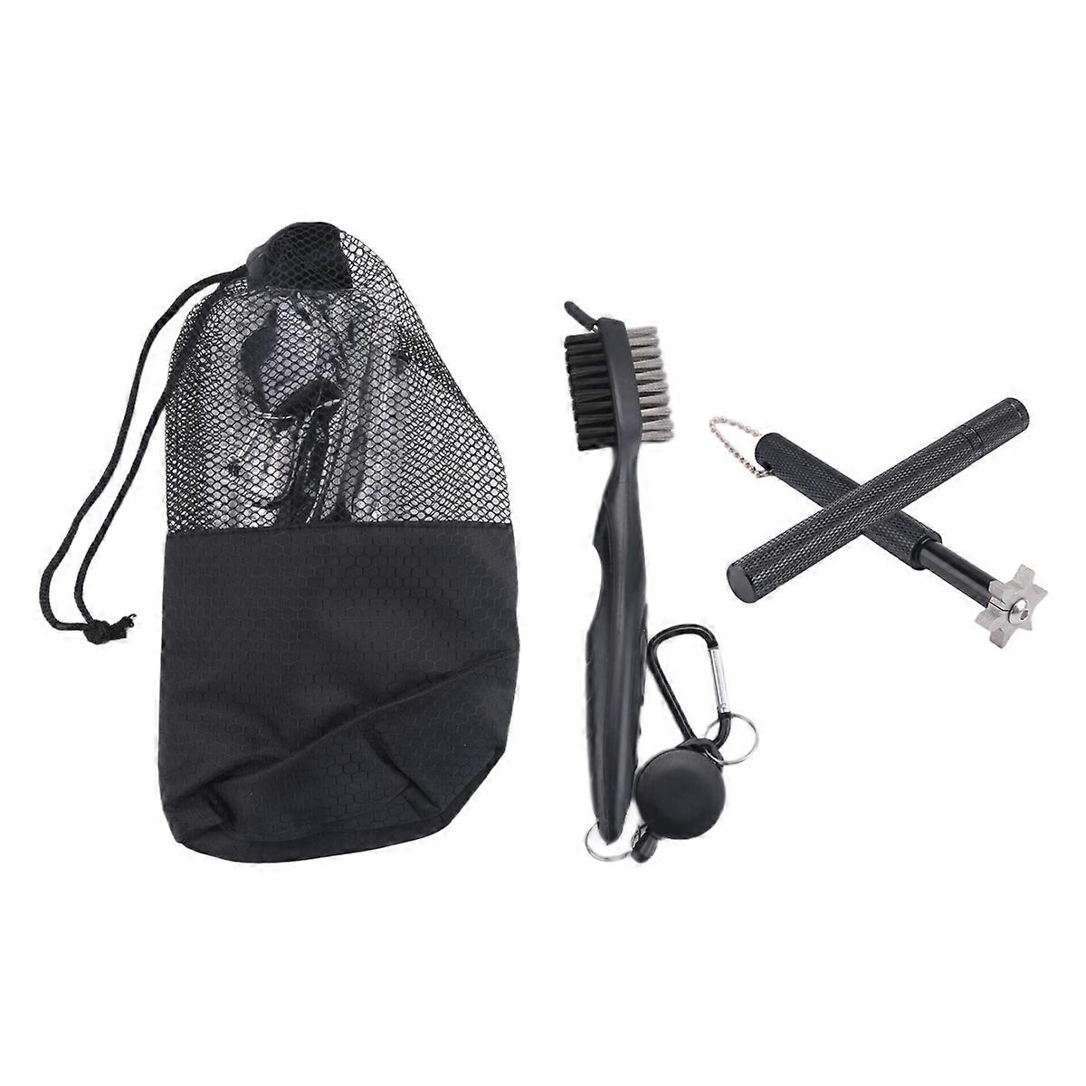 Retractable Golf Brush and 2 Golf Club Groove Sharpener