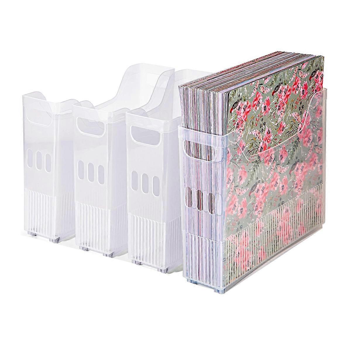 4x Scrapbook Paper Storage with Wheels,Plastic Scrapbook Storage