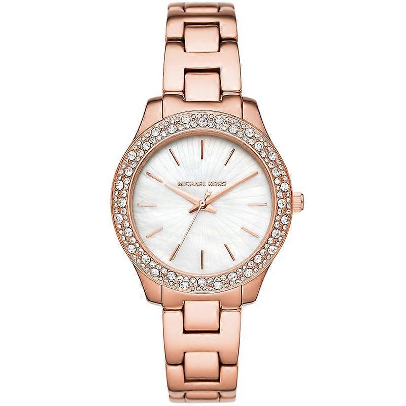 Michael Kors Liliane Mk4557 Women's Watch - Rose Gold-tone, Pavé Crystal Bezel