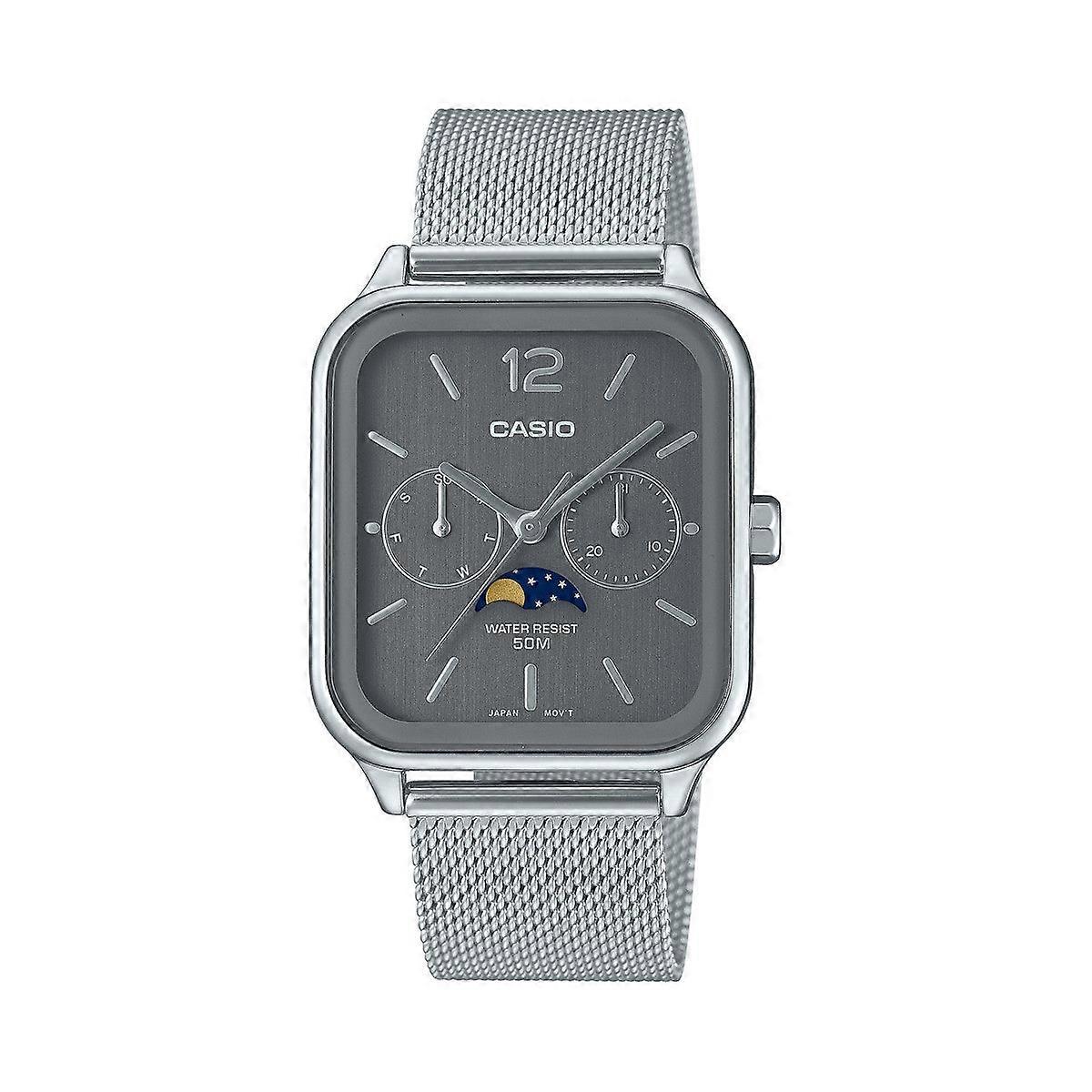 Casio Mtp-m305m-8aver Men's Analog Watch - Stainless Steel Mesh Band, Gray Dial