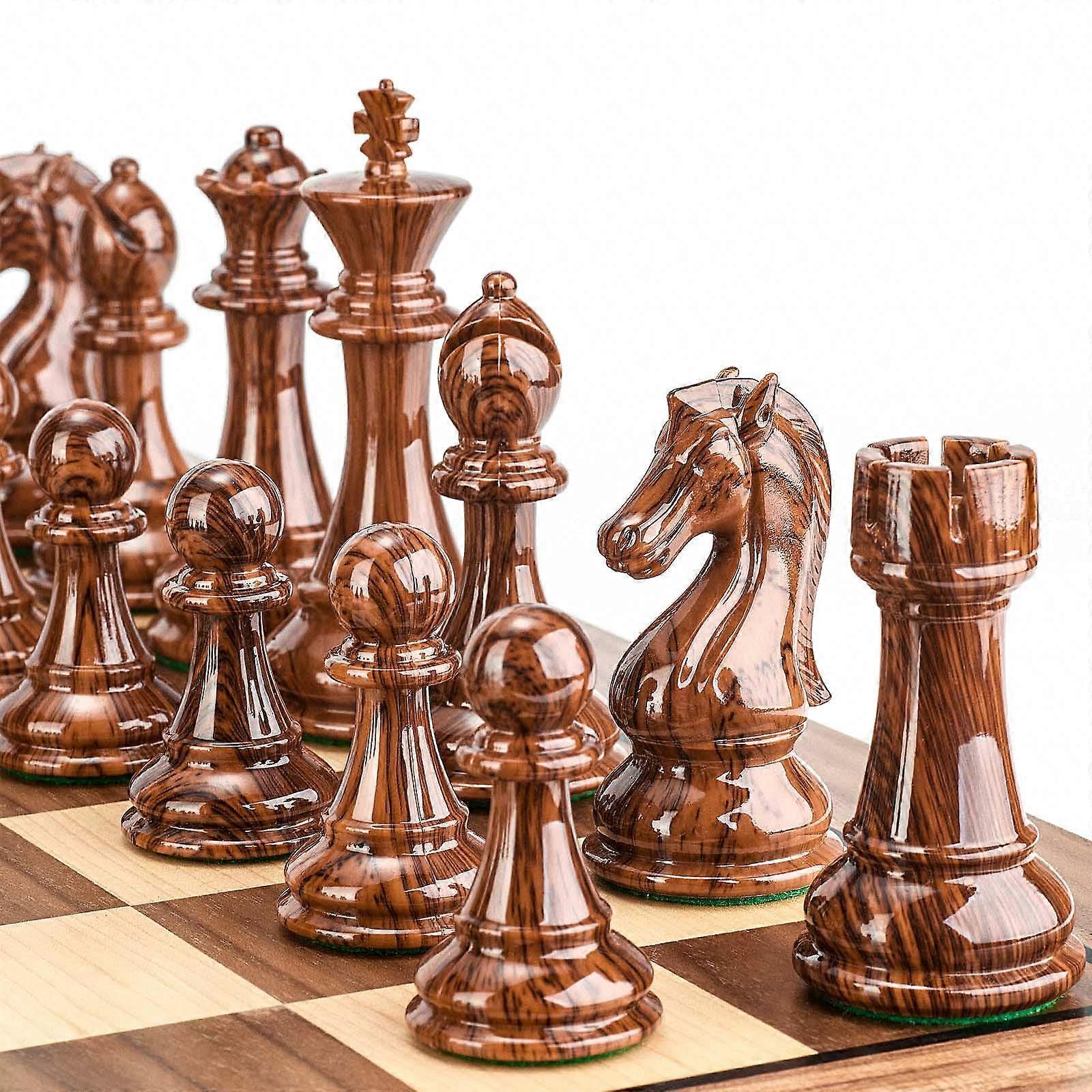 Set of Weighted High Polymer Chess Pieces for Chess Board Replacement 4.25'' Size King