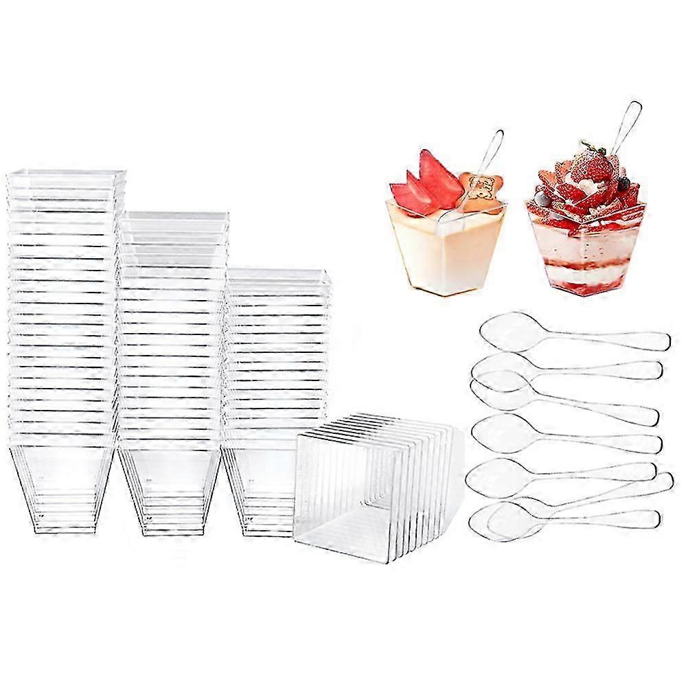 50 Sets of Disposable Pudding Cups Ice Cream Plastic Cups Party Dessert Cups for Home