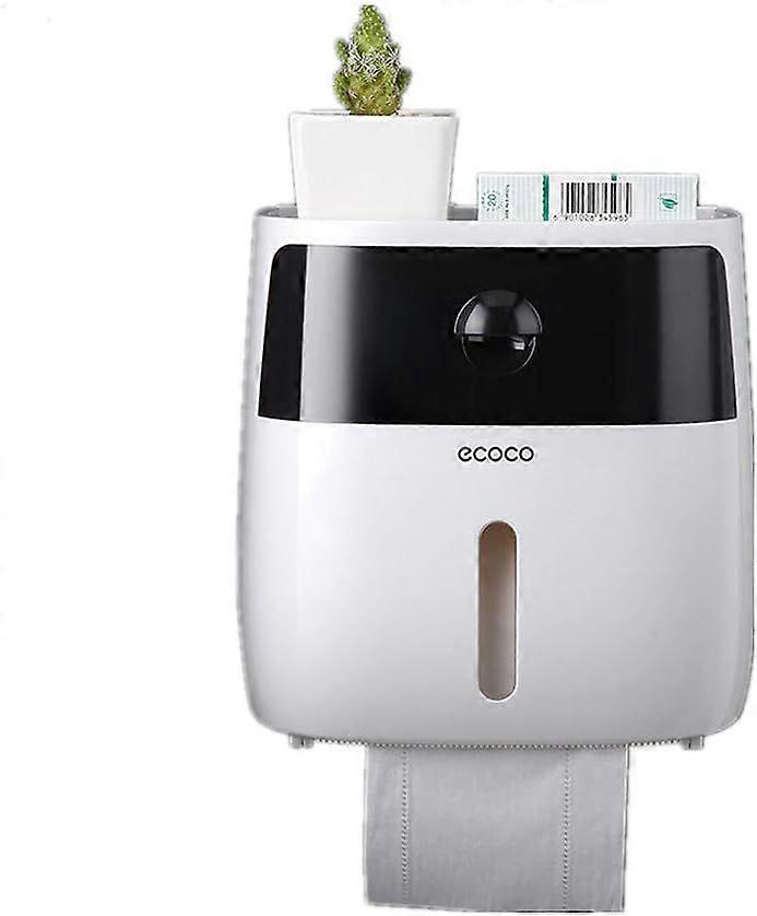 Wall-Mounted Paper Towel Dispenser Rolls Tissue Holder Box with Small Drawer