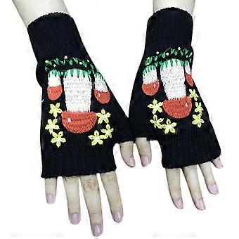Weiche Mädchen Winter Handschuhe Warme Fäustlinge Halber Finger Touchscreen Häkeln Pilz Design Fäustlinge für Frauen Winter Zubehör Xintian Blau