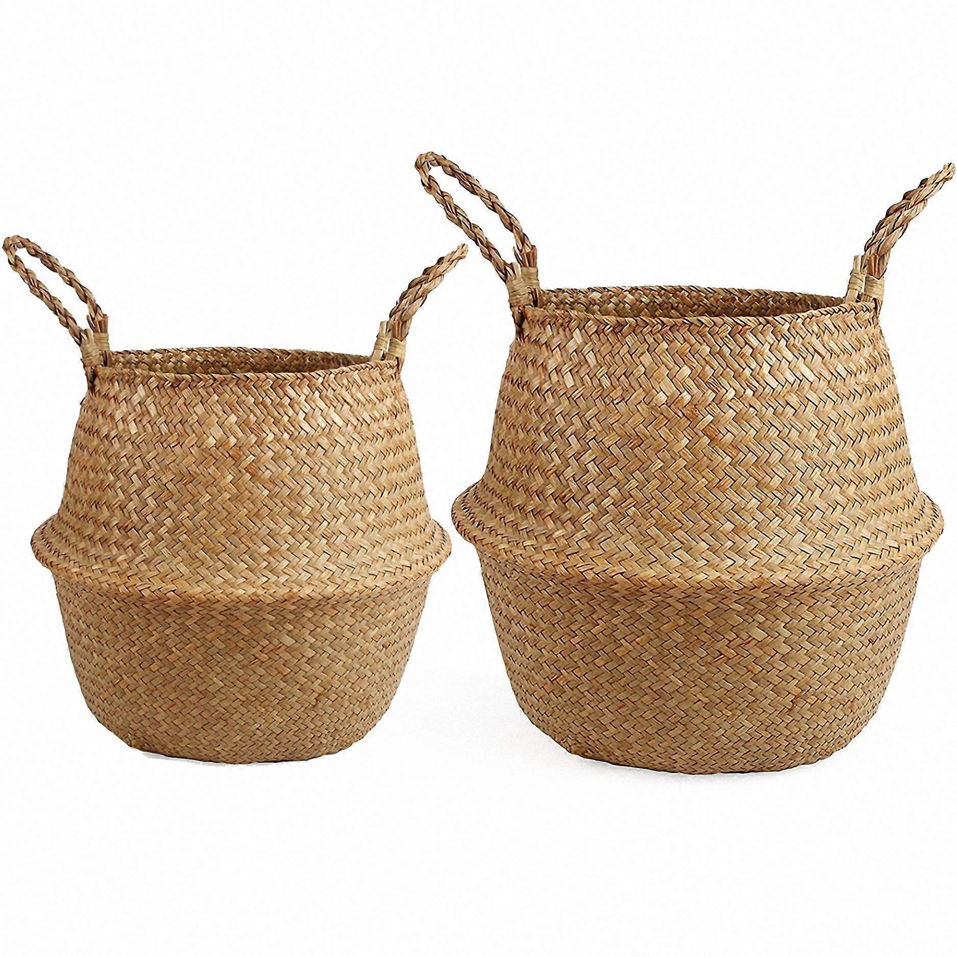 Storage Facility Pot Basket, Laundry And Picnic Basket, Medium-Large Size, Multi-Purpose Woven Storage Bin With Handles