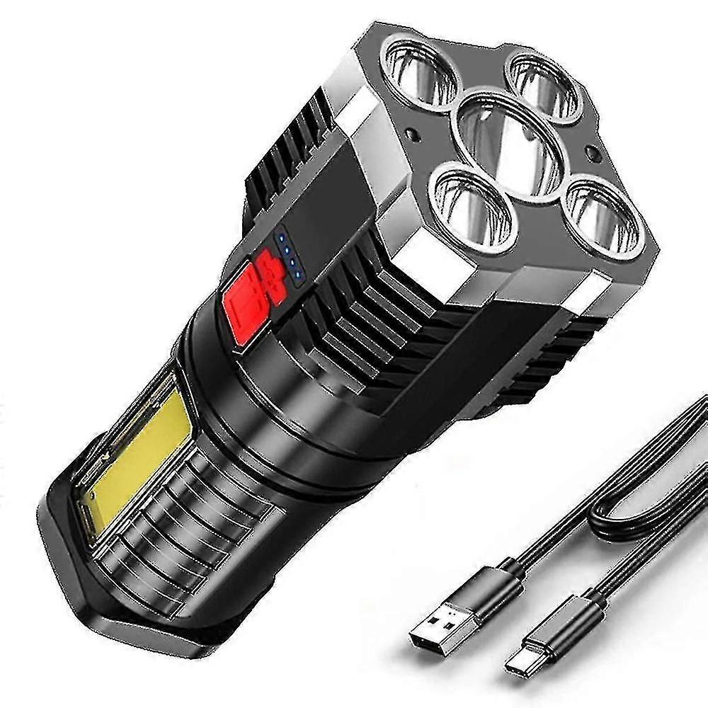 Super Bright Rechargeable Flashlight - 5led Outdoor Flashlight For Camping
