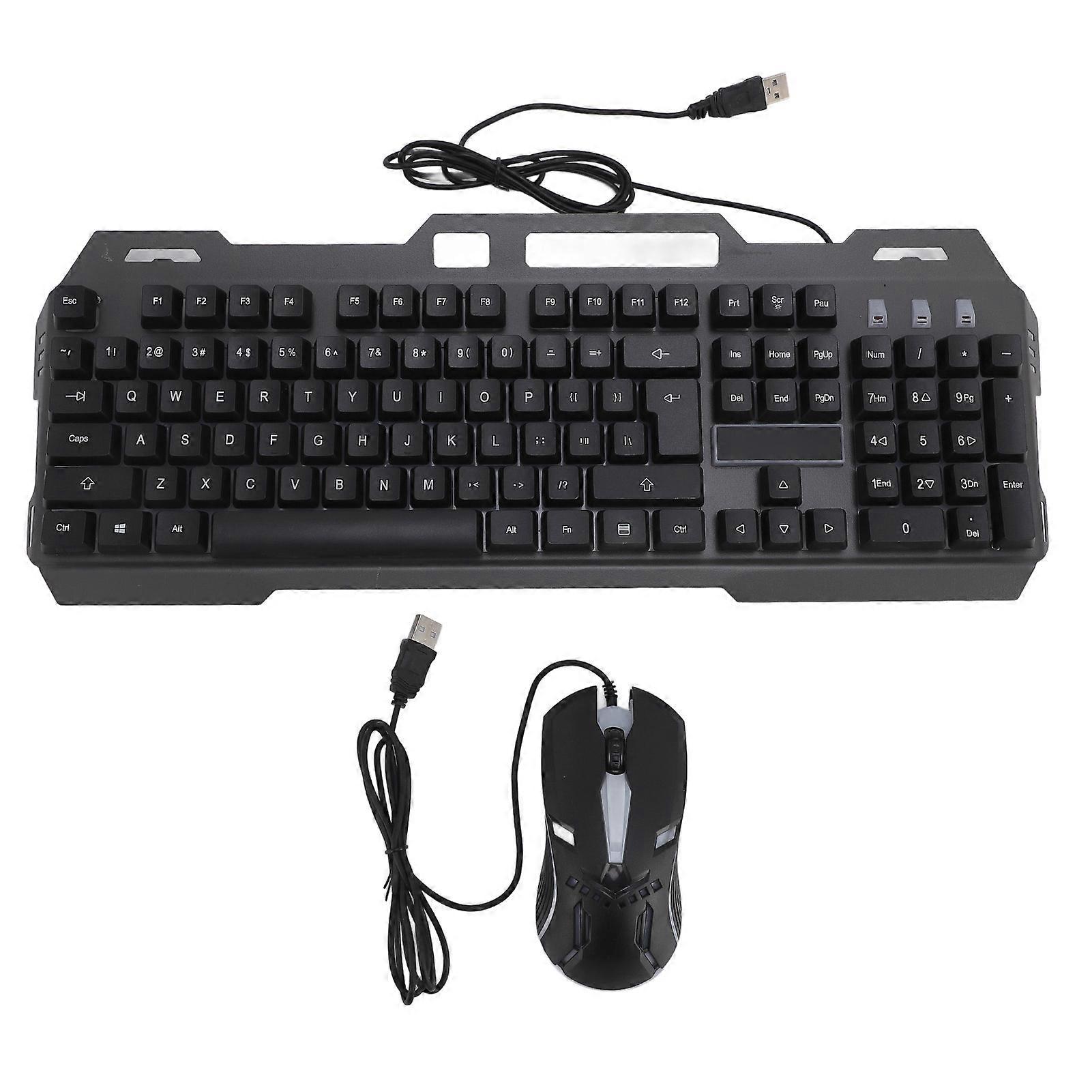 Wired Combo 1200DPI RGB Light Ergonomic 104 Keys Aluminum Alloy Gaming Keyboard and Mouse Set for Desktop Laptop PC