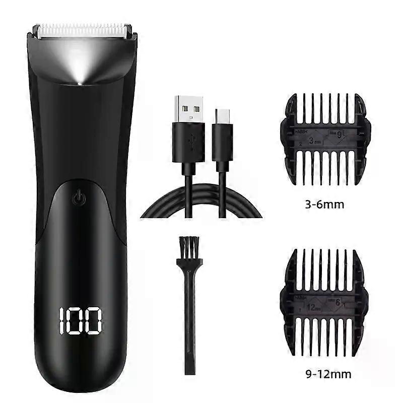 Men'S Groin Body Hair Trimmer, Electric Ball Trimmer, Includes 2 Guard Attachments, Ceramic Blade Head, Wet And Dry Shaver