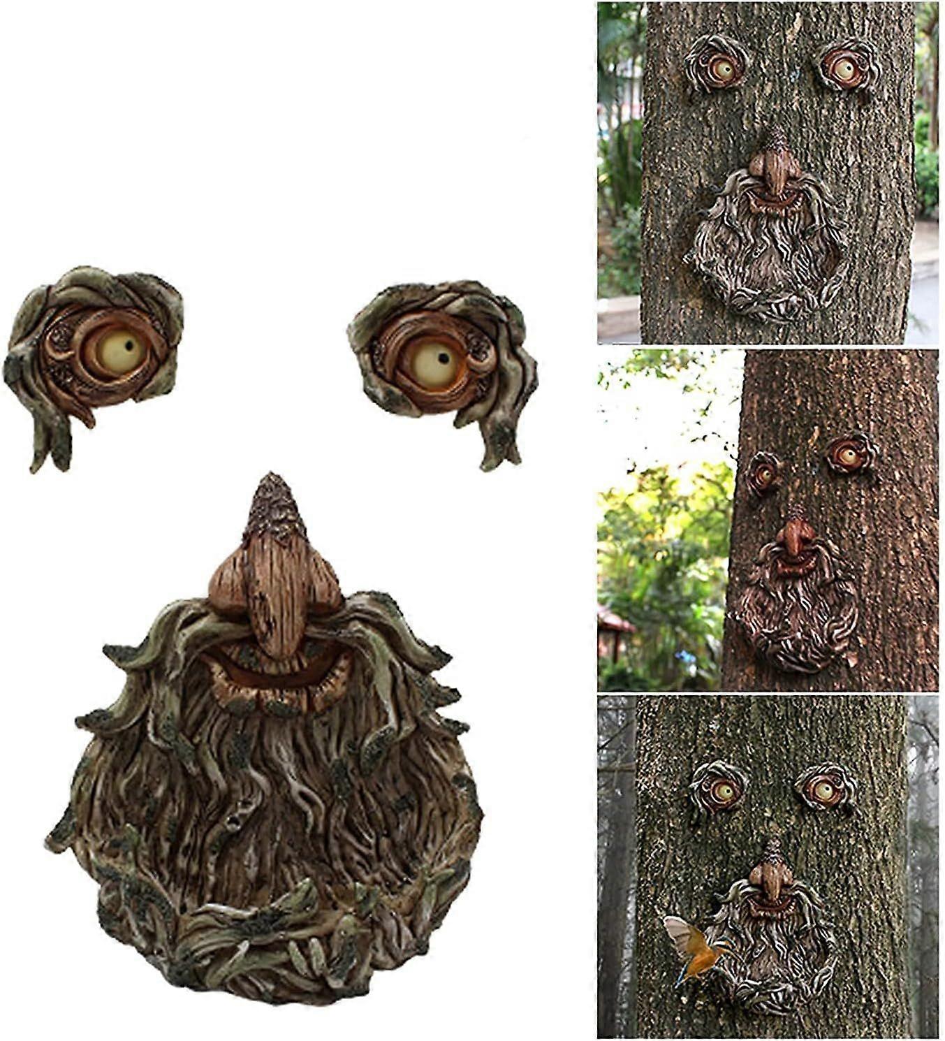 Resin Tree Face Decoration Bird Feeder - Fine Workmanship and Natural Colors - Durable Resin Tree Face - Garden Decor