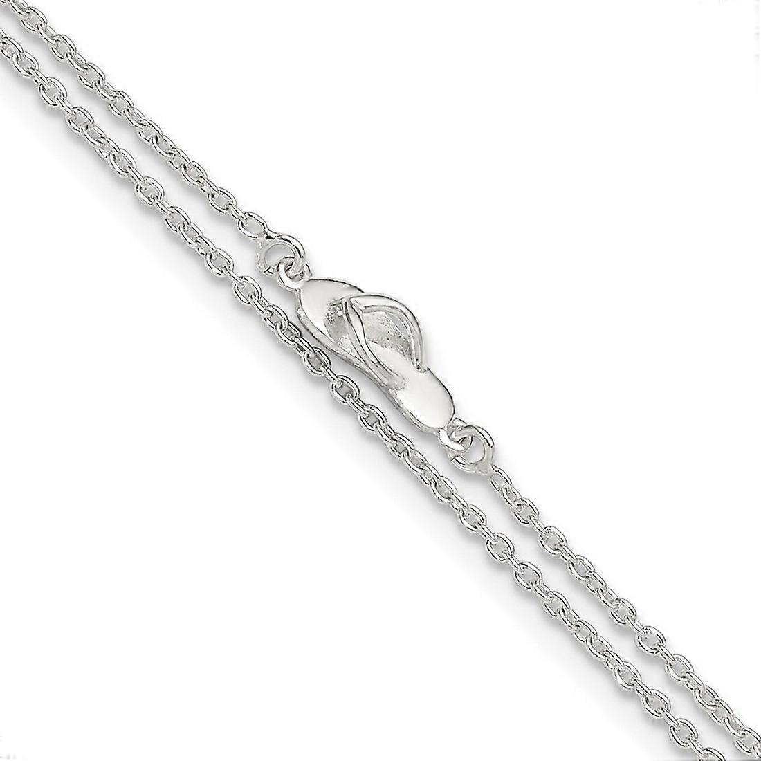 925 Sterling Silver Cubic Zirconia Flip Flop Plus 1in Extension Anklet 9 Inch-Anklet for Women