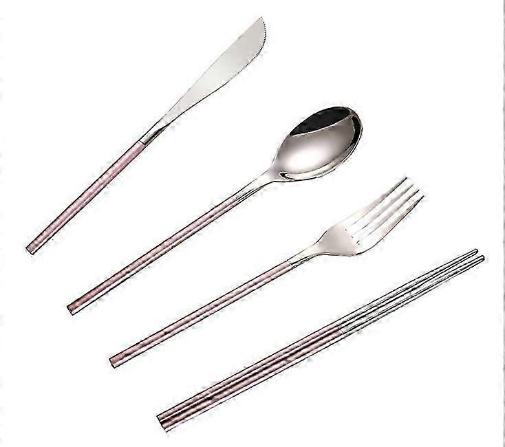 Portable Lunch Tableware Set for Work, Office and School (Pink)