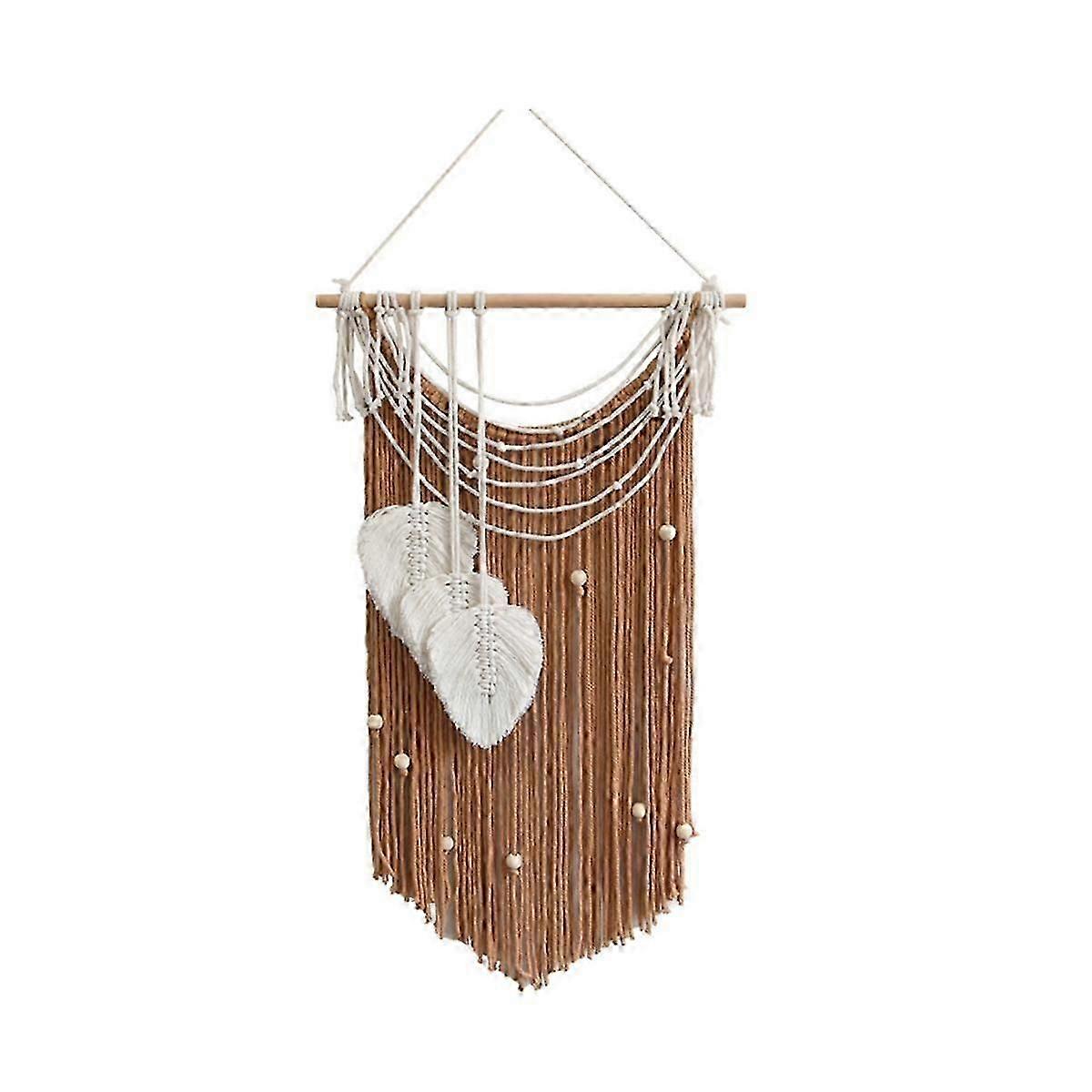 Bohemian Style Wall Decor Tapestry Handmade Leaf Core-Spun Silk Tassel Tapestry