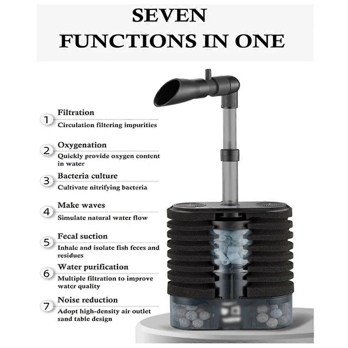 New Aquarium Filter Air Lifting Internal Filter for Small Medium Fish Tanks Filtering Impurities Pro