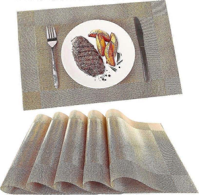 コースター付き洗えるPVCプラスチックプレースマット6枚セット - 耐熱性と耐摩耗性