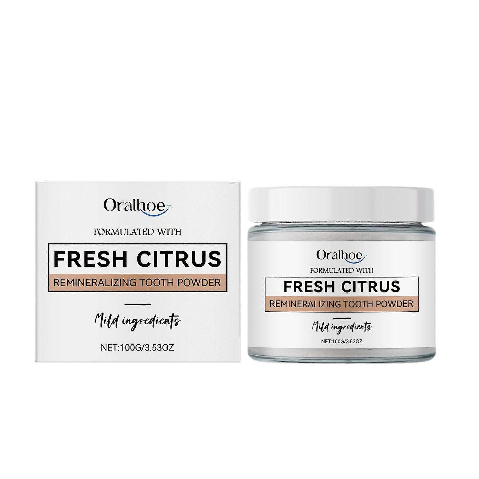 Fresh Citrus Remineralizing Tooth Powder, Fluoride-Free Tooth Powder for Enamel Protection and Tooth Strengthening, Natural Ingredients for Stronger S