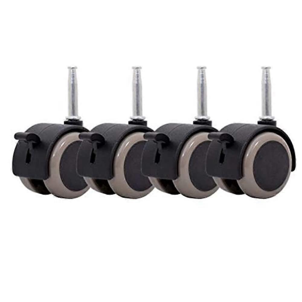 Set of 4 Silent Casters, Rubber Swivel Cot Castors Brakes,2' with Furniture Wheel,Capacity 265lb,Double Wheel,Silent,with Metal Plunger Stem