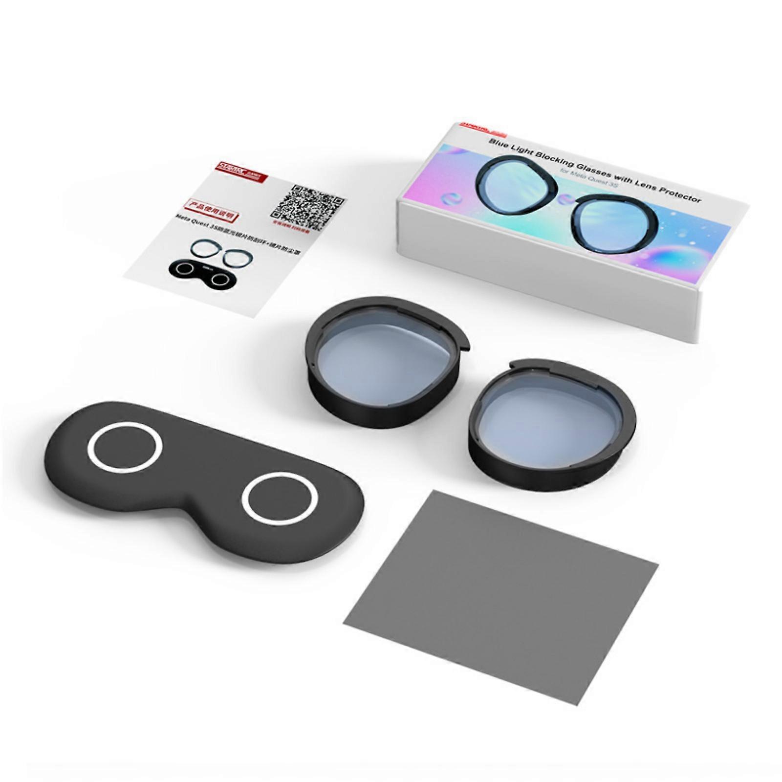 Quick Release Blue Light Blocking Lens & Cloth for MQ 3 VR Glasses Protects Eye Anti Scratch Dust Resistant Multicolor