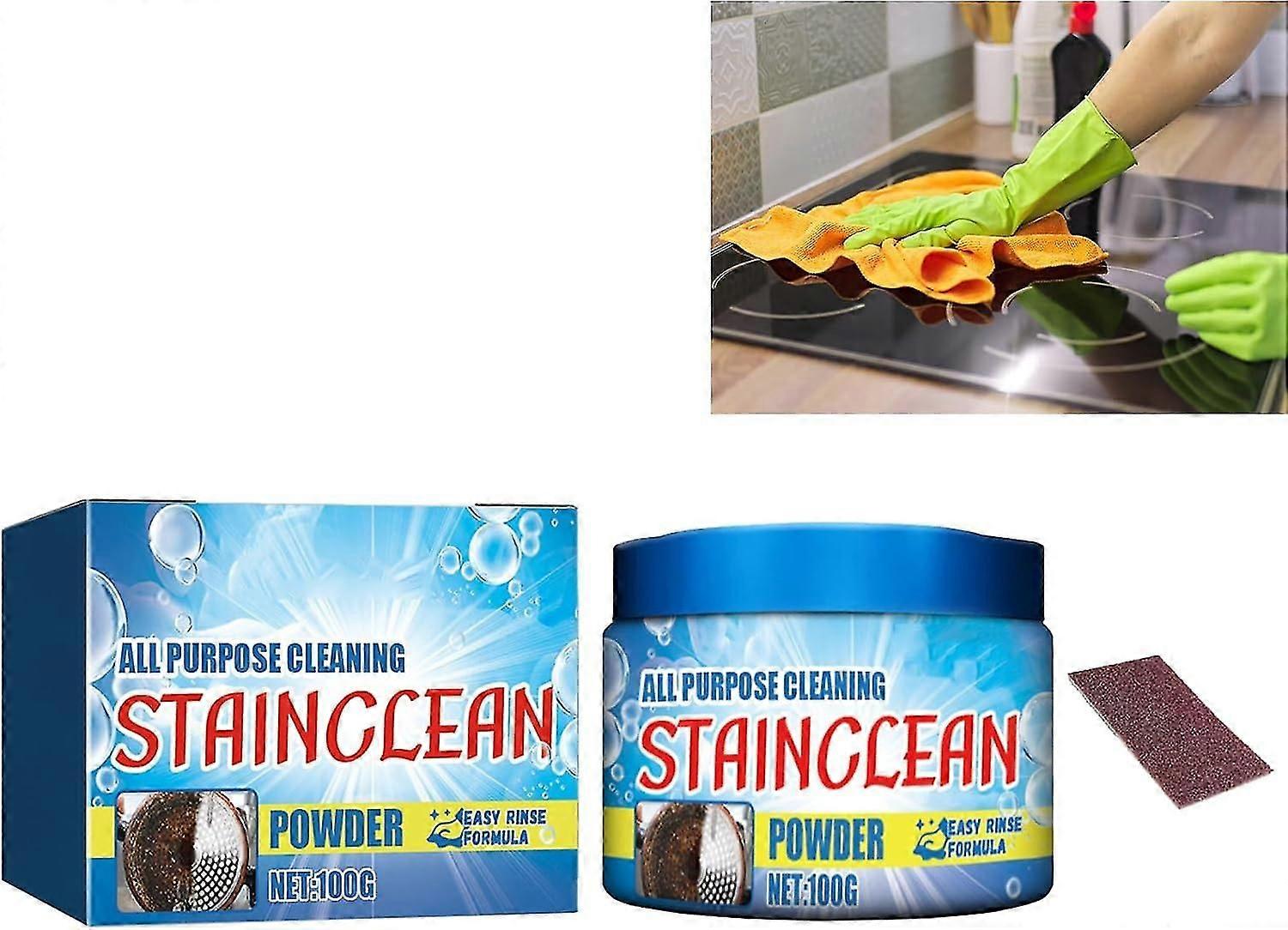 Puissant nettoyant en poudre tout usage pour la cuisine, poudre nettoyante tout usage pour les taches, nettoyant dégraissant à usage intensif, dégraissant facile à enlever Clea