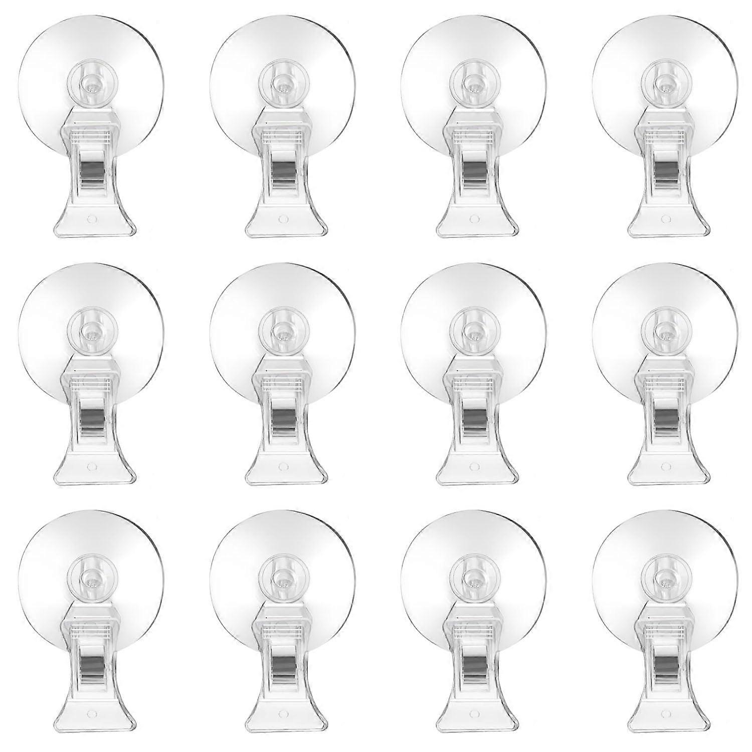 Suction Cup Hooks Pack of 12, Transparent Suction Cups for Windows, Multifunctional Holders for Home, Shop, Aquarium