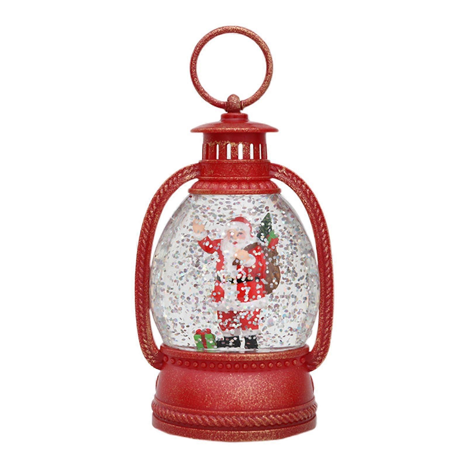 Swirling Sequ Santa Snow Globe with Vintage Lantern