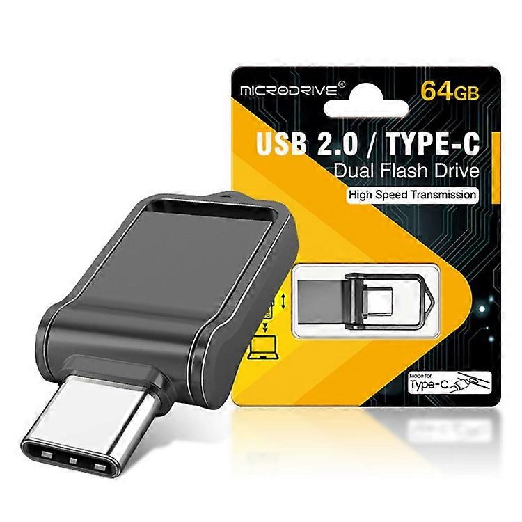 MICRODRIVE High Speed Mini Flash Drive USB 2.0 / Type-C 64GB Metal U-Disk