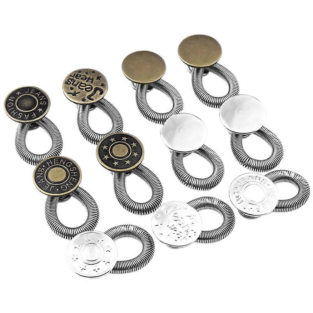 11PCS Metal Retractable Waistband Extender Buttons for Jeans, No Sewing Pants Extenders, Alloy Comfortable Waistline Expander Clips for Men and Women