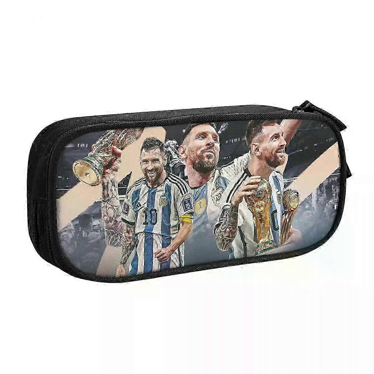 Borsa portapenne a matita di grande capacità adatta agli appassionati di calcio, con design 10 Messi per ufficio, college e scuola