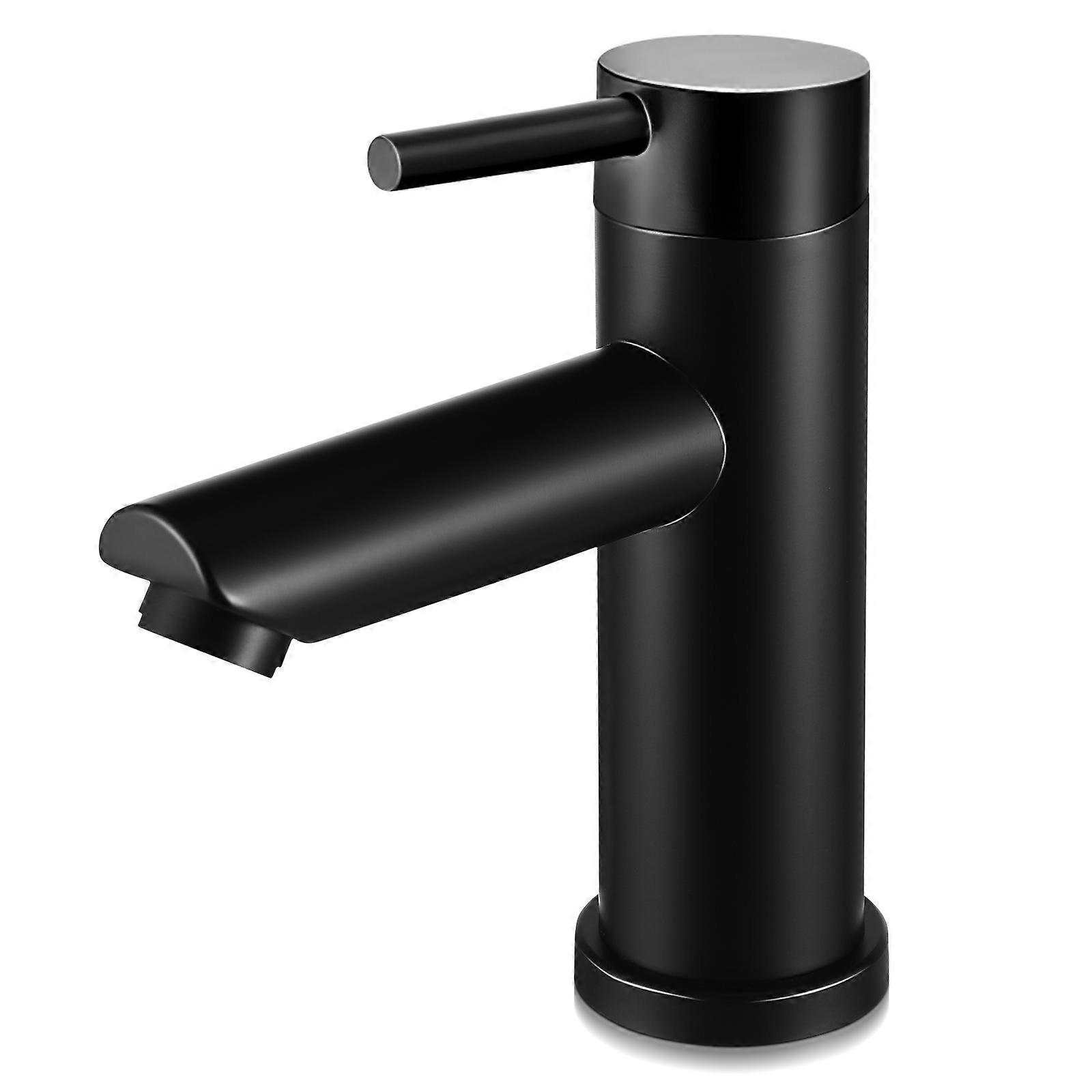 It sounds like you're describing a product listing for a **modern black stainless steel bathroom sink faucet**. Here's a breakdown and possible way