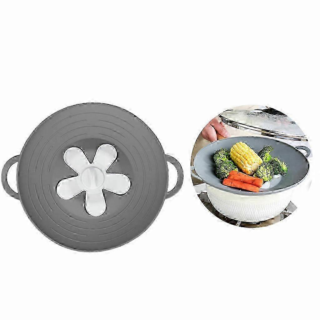 Silicone Spill Stopper Lid - Boil Over Safe Cover for Steam Pots - Multi-Function Kitchen Tool