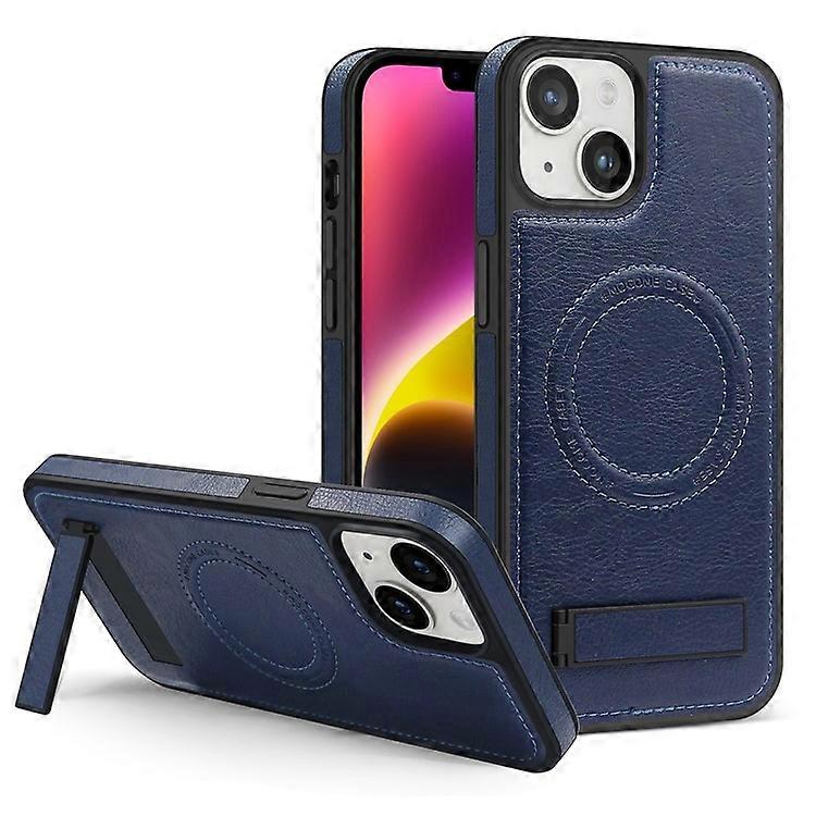 Compatible For iPhone 14 Plus Case Compatible with MagSafe Slim-Fit PU Leather Coated TPU + PC Shell
