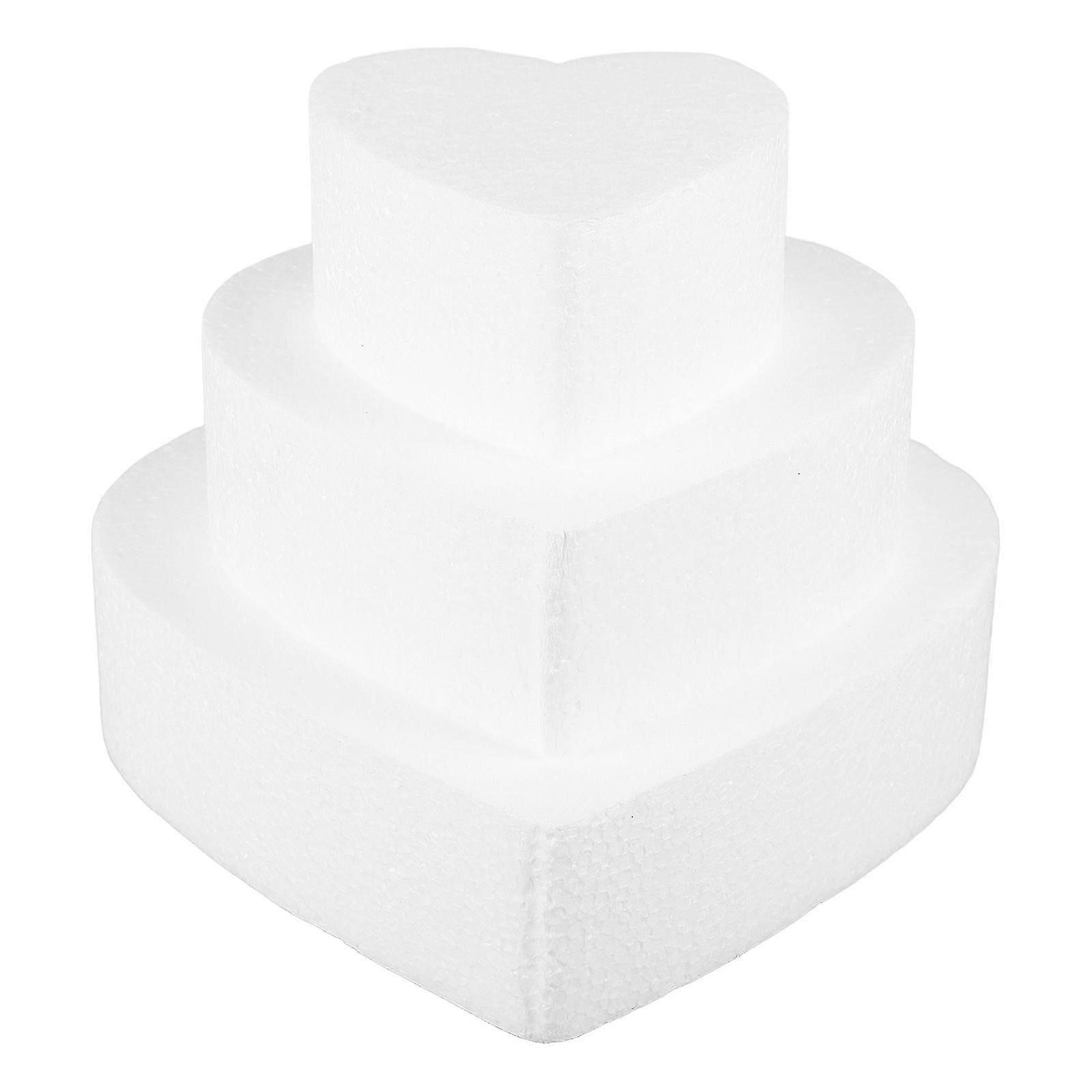 3Pcs Heart Shaped Foam Cake Dummies for Decorating DIY Craft Practice