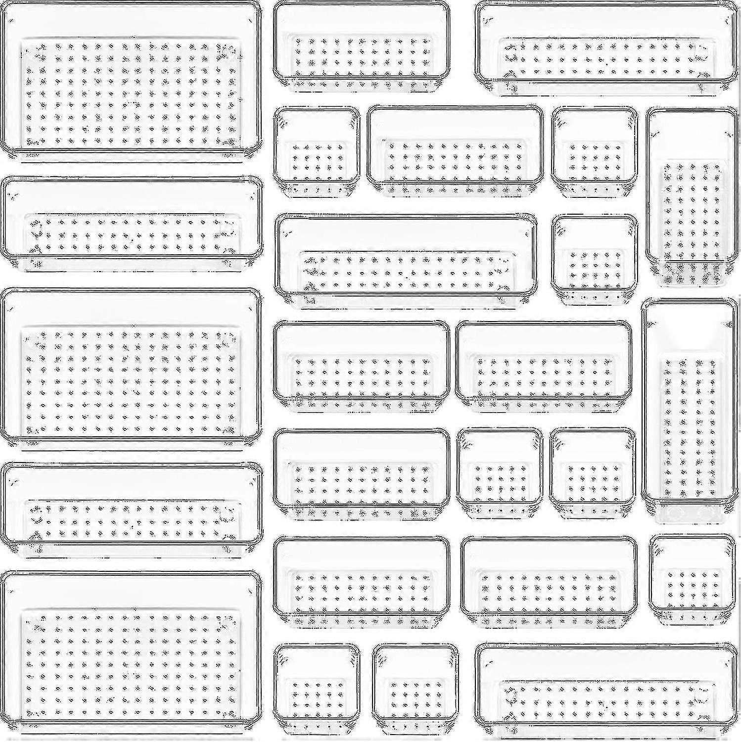 25 יחידות סט ארגוניות מגירות פלסטיק שקוף בגודל 4 למגירות אמבטיה ואיפור (ls)