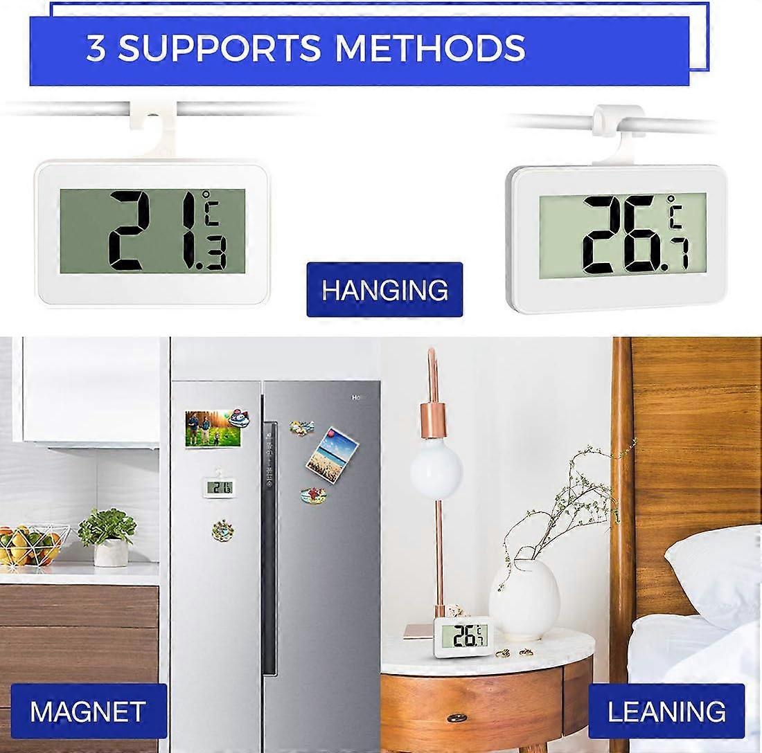 Fridge Refrigerator Thermometer Digital Fridge Freezer Temperature Monitor with Hook & Large LCD Display