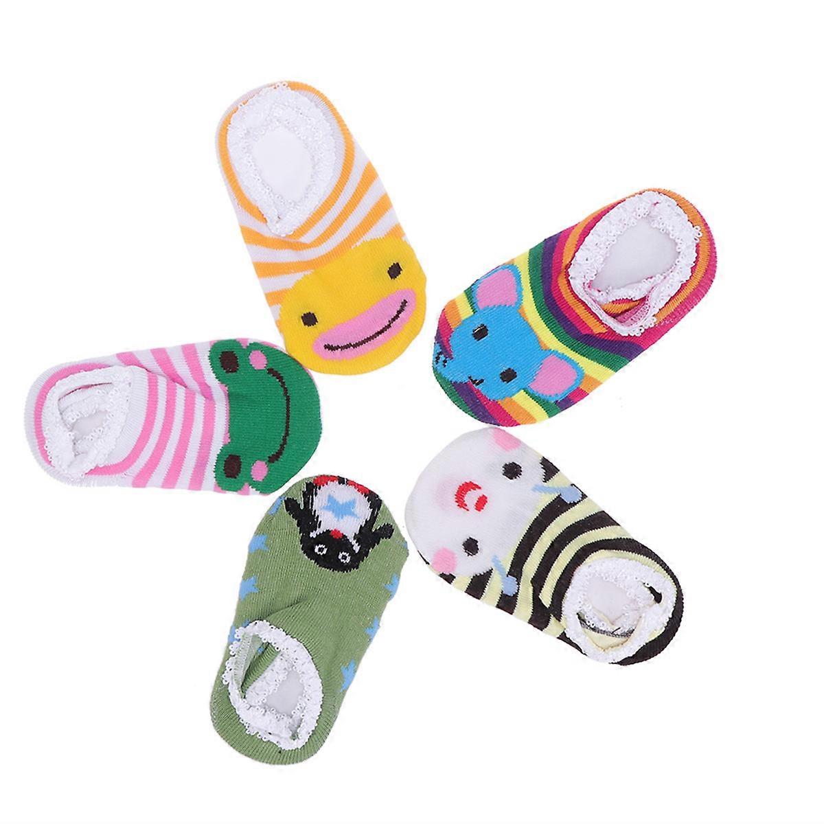 Floor Socks Baby Warm Non-Slip Cotton Socks for Toddlers and Little Girls Assorted Color 5Pairs