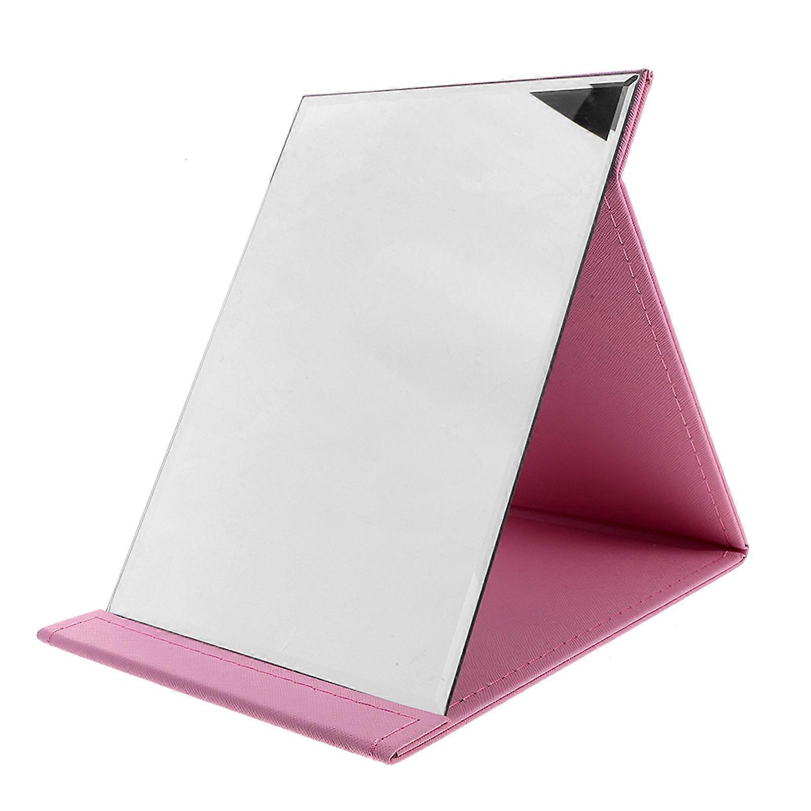 Durable Pink PVC Desktop Mirror with Stable Structure for Women Practical Folding Mirror for