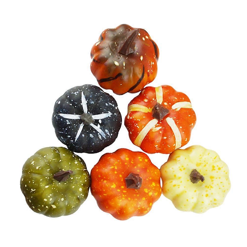 Miniature Pumpkins Halloween Artificial Pumpkin Model Realistic Design Party Accessories Assorted Color 6Pcs
