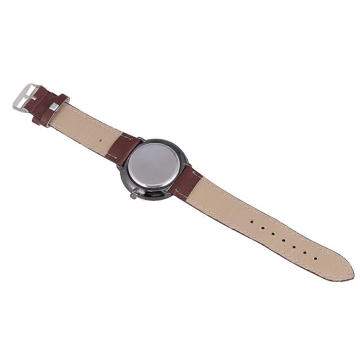 Fashion Quartz Watch Mens Analog Watch Timekeeping Round Shape 22x4cm And Dark Brown 1Set