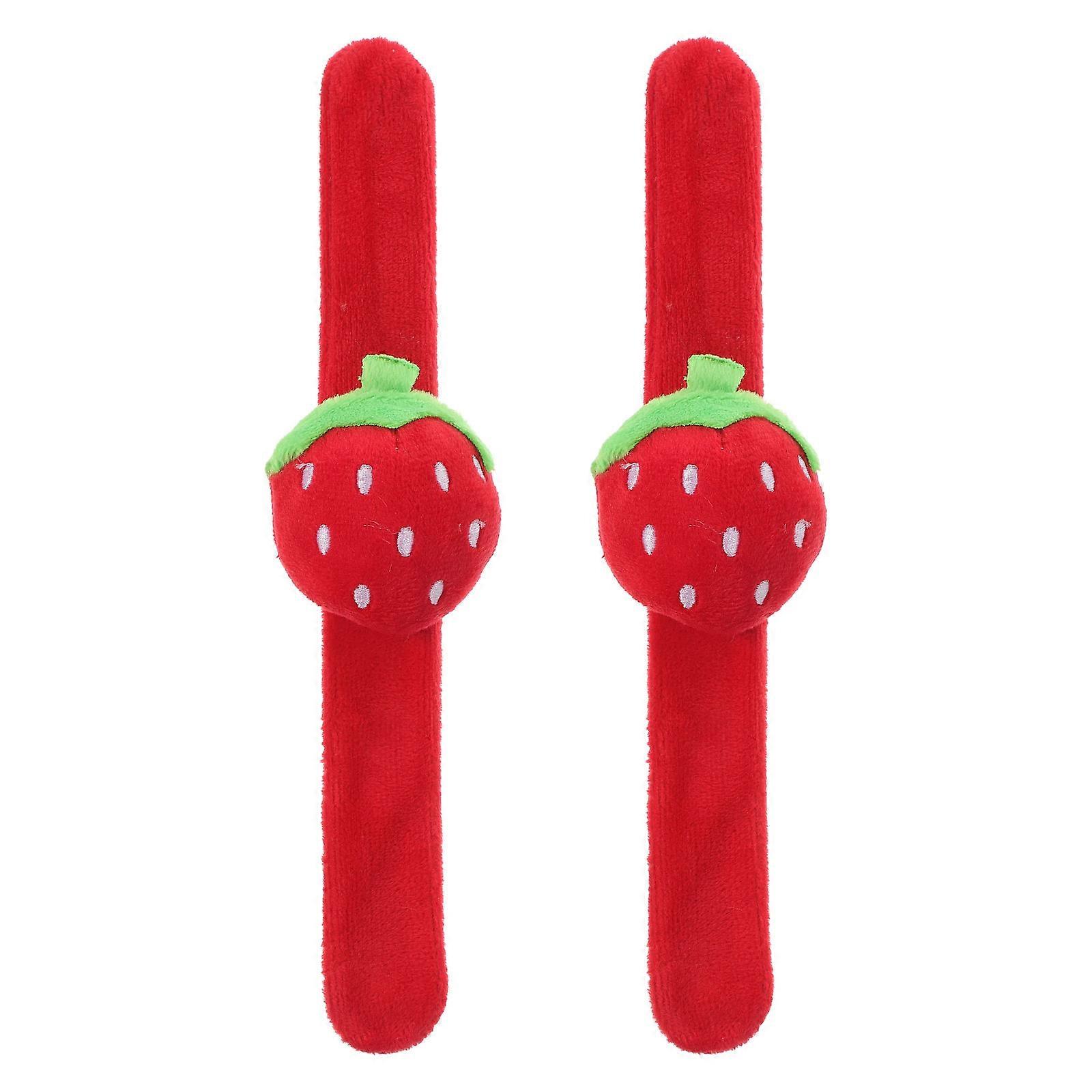Plush Snap Bracelets Fruit Design Wristband Easy To Circle Wrist For Kids Party Decorations 2Pcs