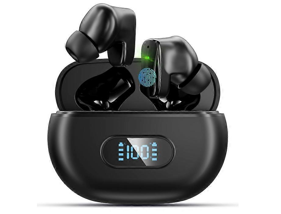 Wireless Earbuds Bluetooth 5.3 Headphones with Digital Display Charging Case Touch Control in-Ear Earphones with Built-in Microphone(Black)
