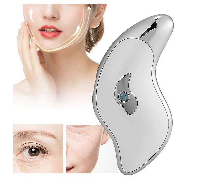Massage Tool, Scraping Plate, Microcurrent Electric Facial Scraper Massager Face Lifting Firming Beauty Scraping Instrument(White)