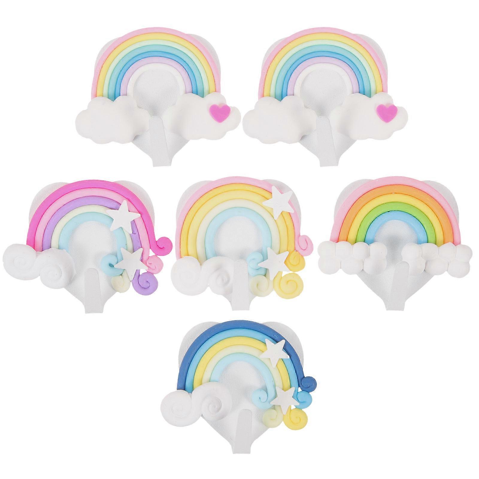 Clothes Wall Hooks Star Design ABS Material 5.5x4.5cm Wall-Mounted 6Pcs For Household Users