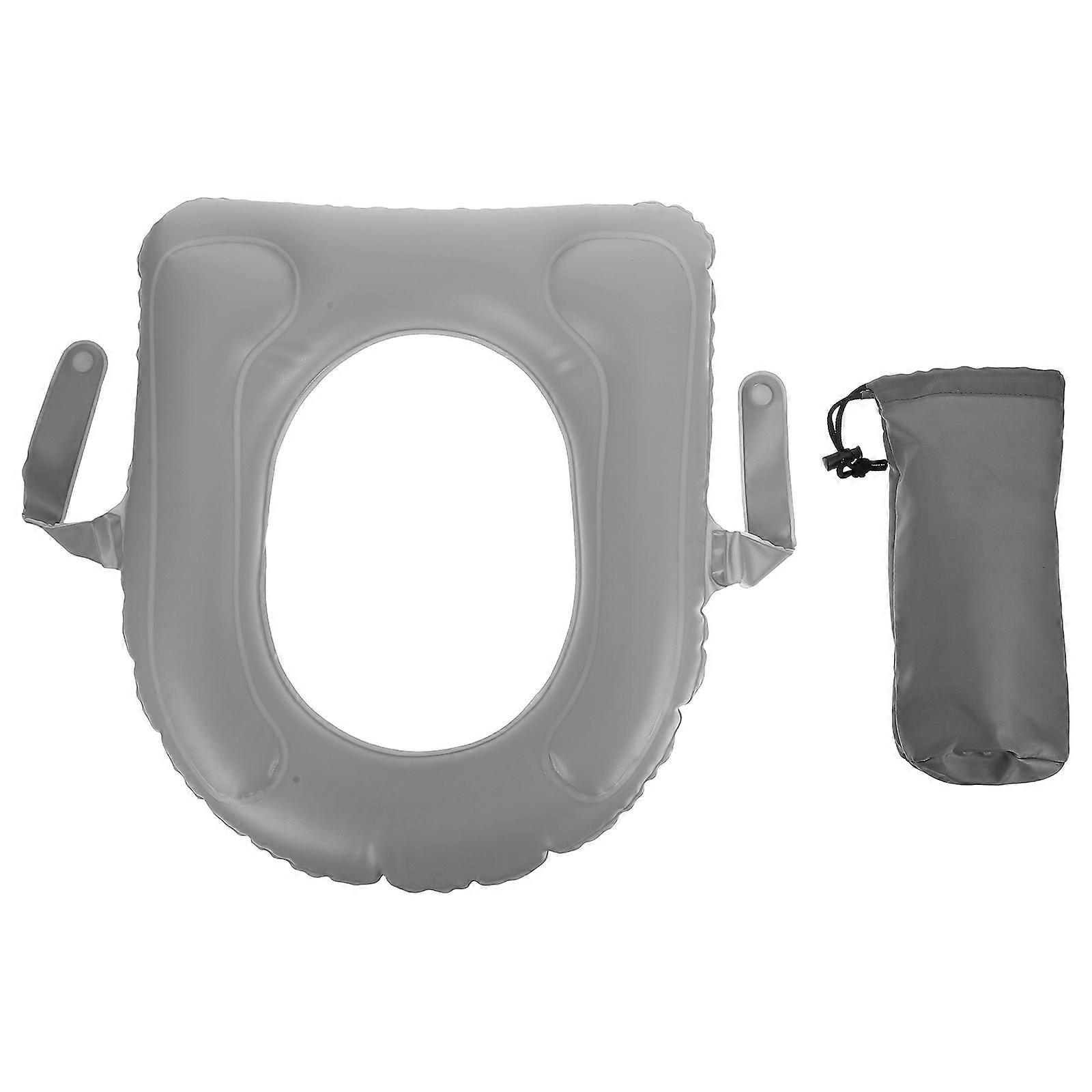 Toilet Seat Cushion 1Set Grey Round Inflatable With Suction Cups For Versatile Usage