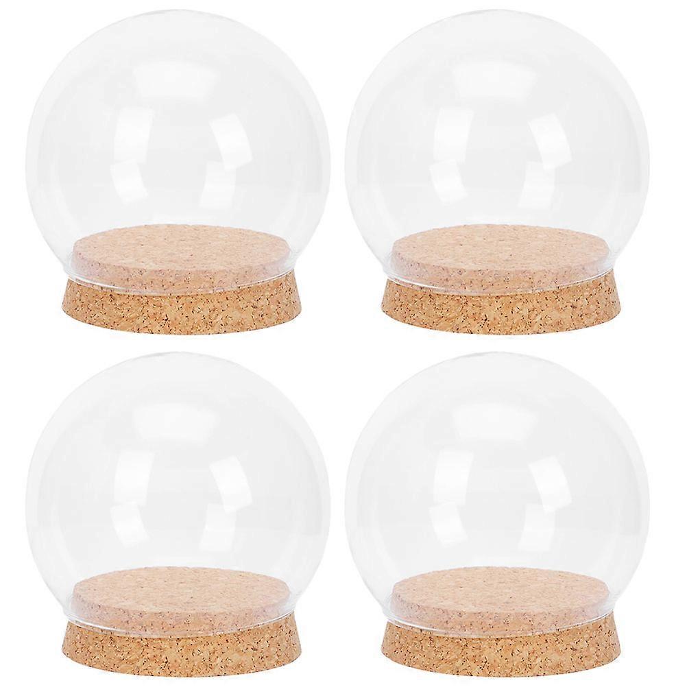 תצוגת פרח גלובוס זכוכית כיפת כיסוי מגן עיצוב פשוט קישוט הבית חאקי 12.00X12.00X10.00 ס"מ 4 יחידות