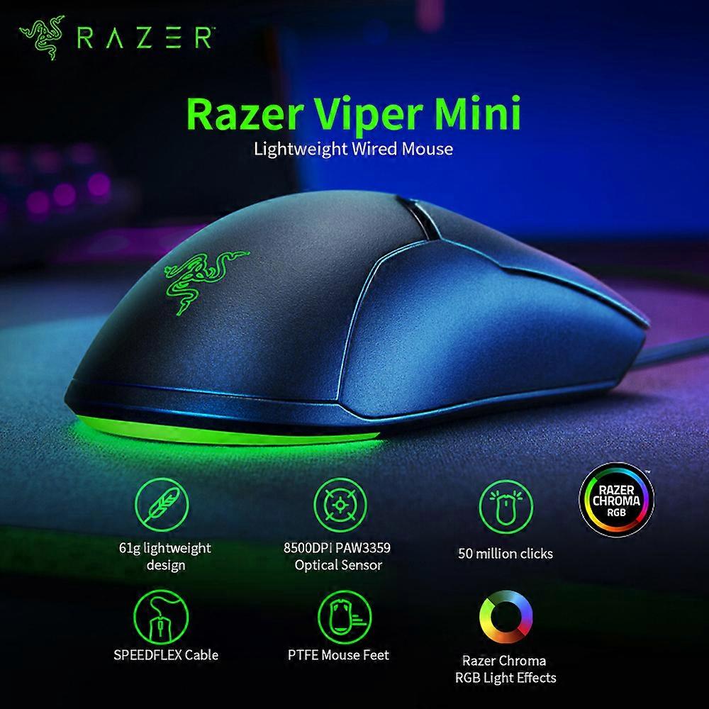 Razer Viper Mini 61g Lightweight Wired Mouse 8500DPI PAW3359 Optical Sensor Chroma RGB Gaming Mouse Mice SPEEDFLEX Cable