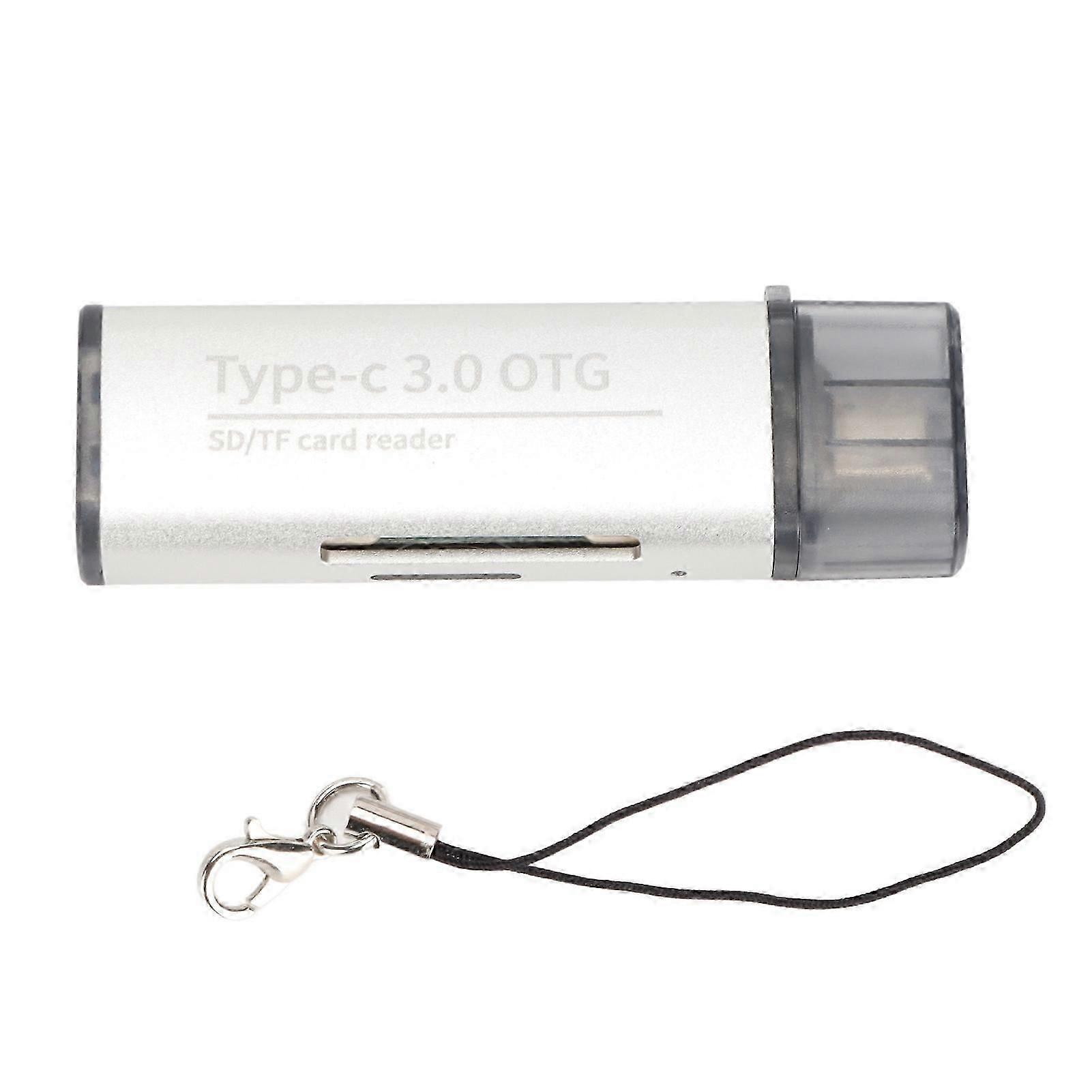 Card Reader Type C Multifunctional Storage Card Adapter with Keychain for Telephone Tablet ComputerSilver