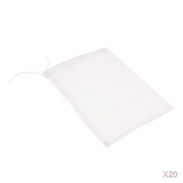 20 Stück Milch Kaffee Saft Wiederverwendbarer Nylon Mesh Sieb Filterbeutel 15x20cm