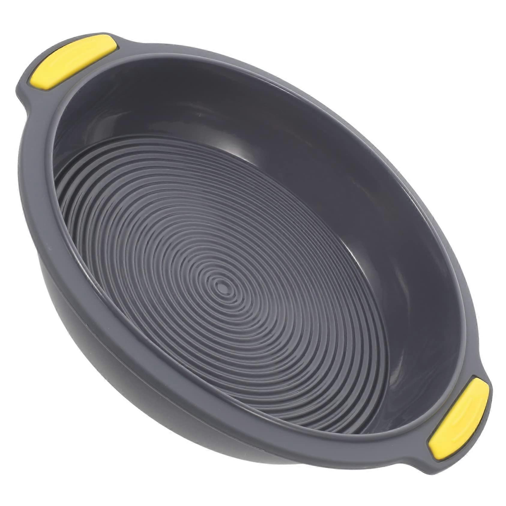 Silicone Baking Mold Heat Resistant Non-Stick Cake Pan with Yellow Handle for Muffins and Desserts DIY Baking
