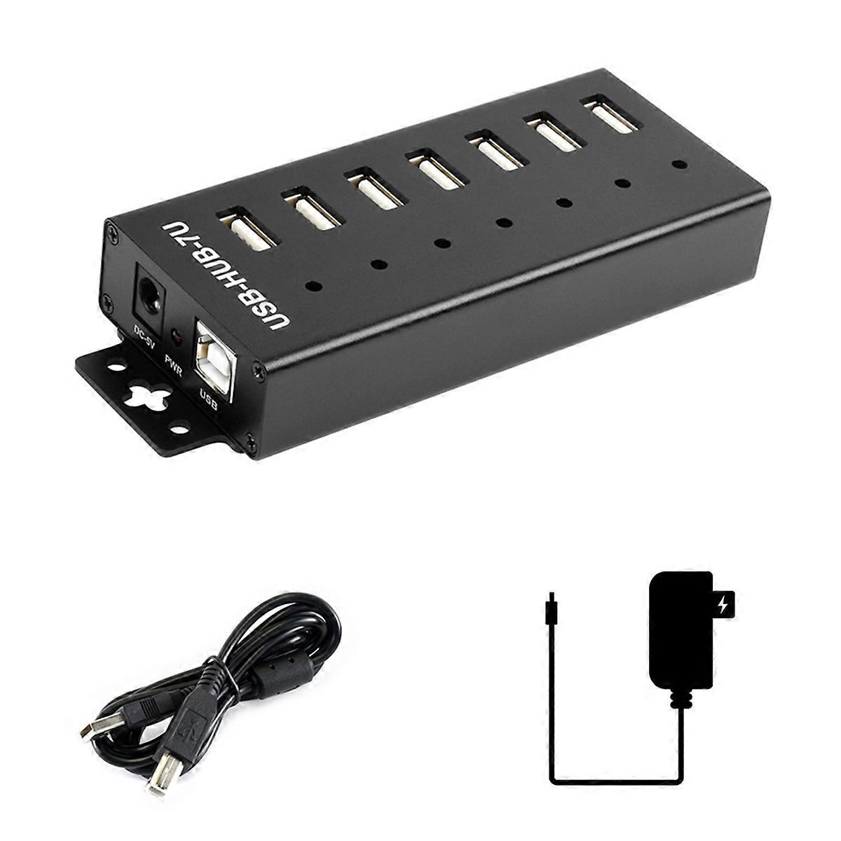 Industrial USB HUB 7-CH USB 2.0 Ports Expansion HUB Adapter UK Plug