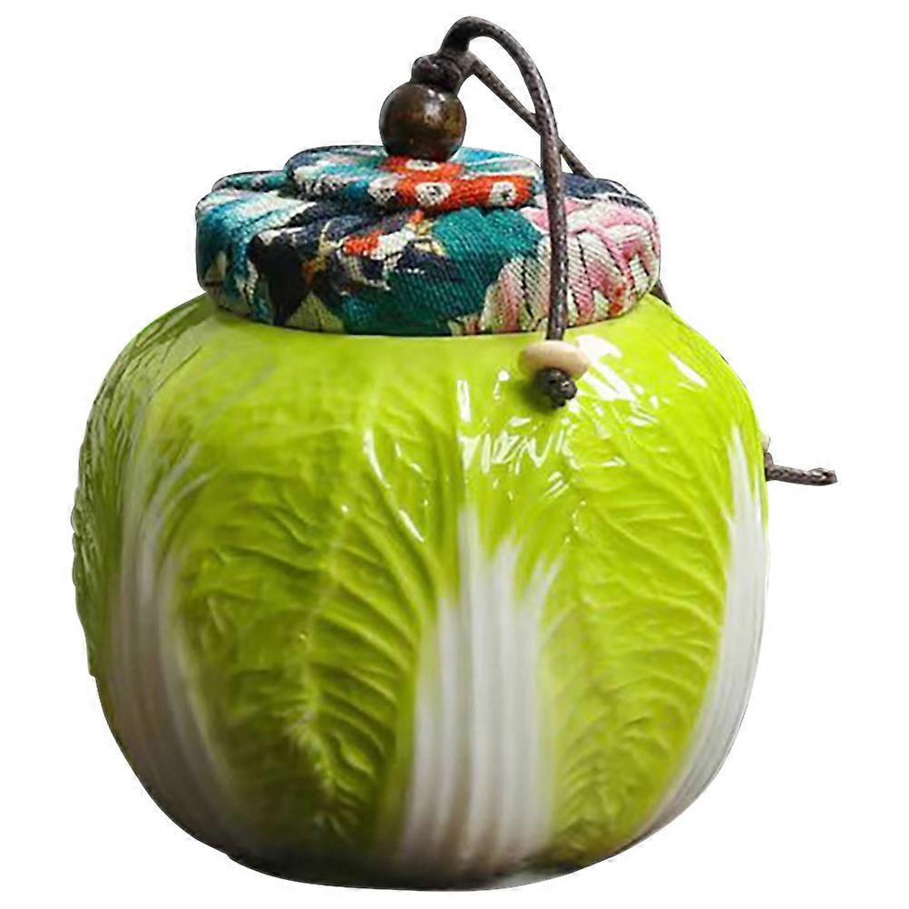Ceramic Kitchen Canisters Chinese Cabbage Shape Sealed Storage For present Items 3.54X3.14X3.14in 1Pack