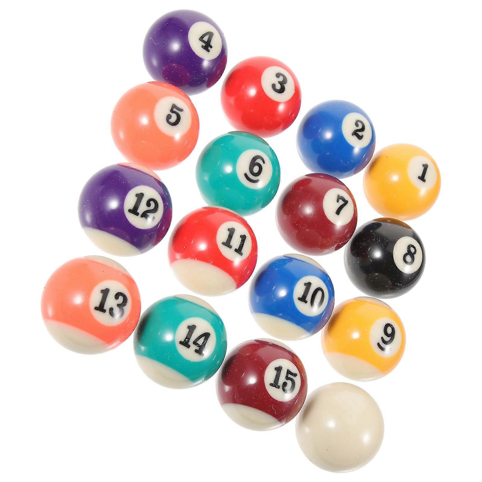 Billiards Supplies Replaceable Billiard Ball Toys Resin Pool Balls Miniature For Leisure Play Assorted Color 16Pcs